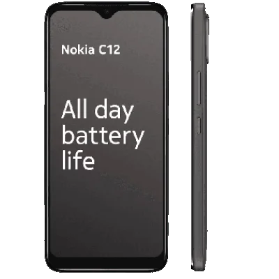Nokia C12, Android 12, All-Day Battery, 2GB RAM + 64GB Capacity, Charcoal