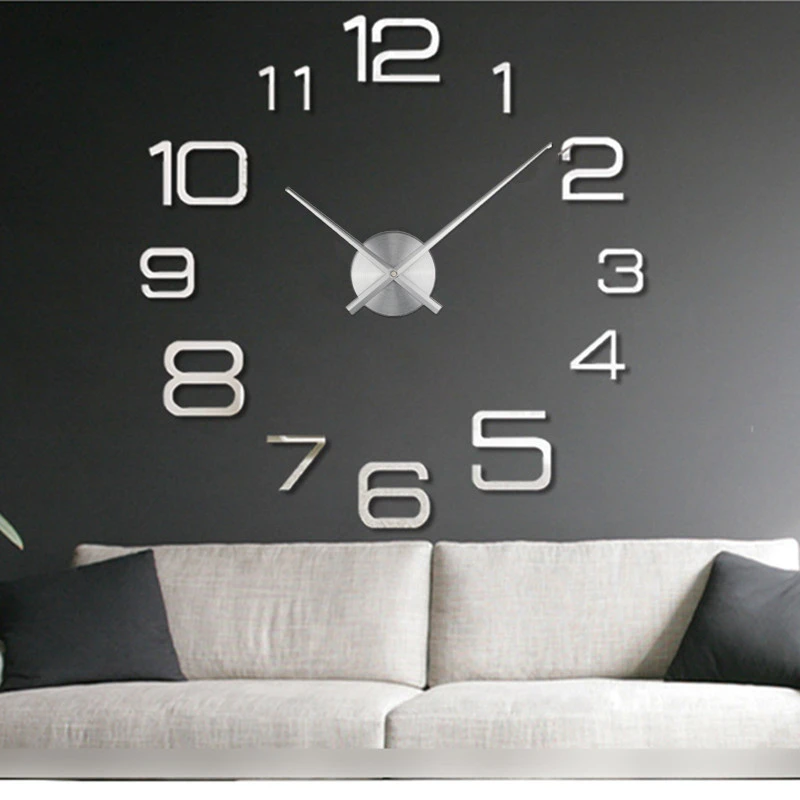 2023 Modern Design Large Wall Clock 3D DIY Quartz Clocks Fashion Watches Acrylic Mirror Stickers Living Room Home Decor Horloge | Gold Colour - Image 4