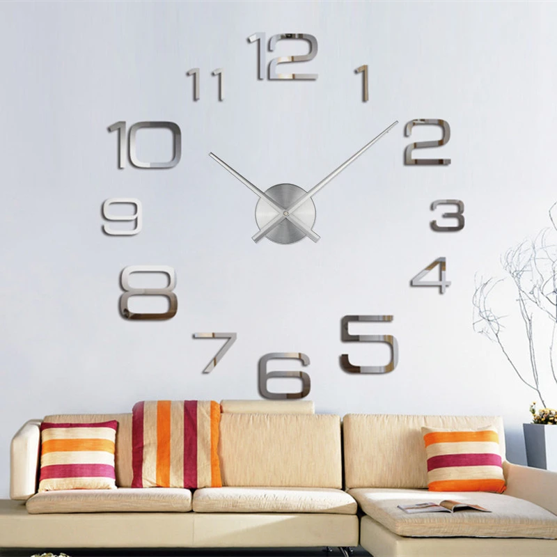 2023 Modern Design Large Wall Clock 3D DIY Quartz Clocks Fashion Watches Acrylic Mirror Stickers Living Room Home Decor Horloge | Gold Colour - Image 3