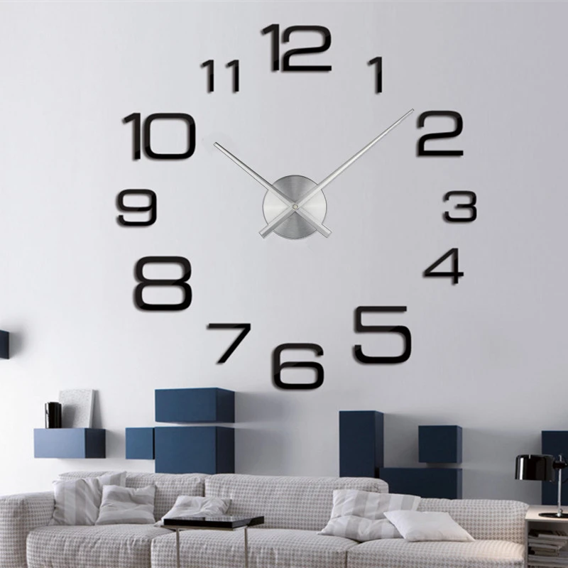 2023 Modern Design Large Wall Clock 3D DIY Quartz Clocks Fashion Watches Acrylic Mirror Stickers Living Room Home Decor Horloge | Gold Colour - Image 2