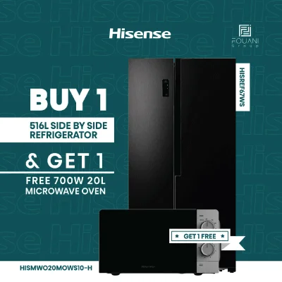 Hisense Side by Side Refrigerator, 516L Multi Air Flow System, Low Noise, Environment-Friendly Tech | 67WSI - Image 3