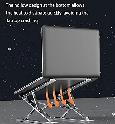 Laptop 10’’-15.6’’ Laptops Stand, Aluminum Multi Level Height Adjustable, Ventilated Cooling Laptop Riser - Image 7