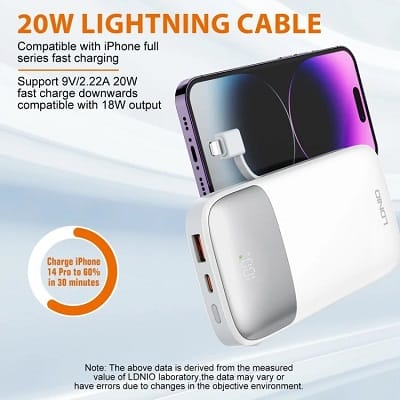 Ldnio PQ19 10000mah Power Bank + Cable - Image 8