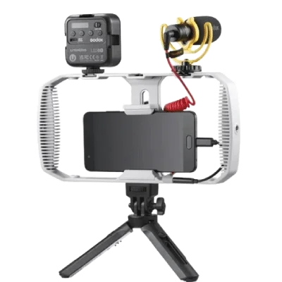 Godox VK1-UC Vlogging Kit-RGB LED Light and Mini Tripod Compatible with Android USB Type-C Ports