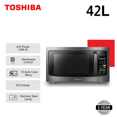 Toshiba Micro Wave Oven; 42Ltr, Solo + Grill + Combi Oven, 1400W, 6 Auto Cook Menu, 11 Levels Of Power, Defrost, Touch Control, Easy Clean, Black Stainless Steel | EG42P(BS) - Image 2