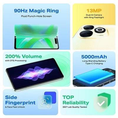Infinix Smart 8 (3GB RAM + 64GB ROM) Android 13, Fingerprint (side-mounted), 5000 mAh, non-removable - Image 5