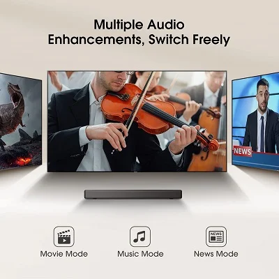 Hisense HS214 2.1ch Sound Bar with Built-in Subwoofer, 80W, All-in-one Compact Design with Wireless Bluetooth, Powered by Dolby Audio, Black - Image 4