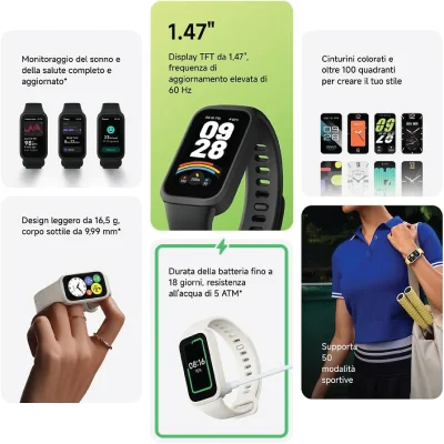 Xiaomi Smart Band 9 Active Fitness Tracker, 1.47" TFT Display, 18 Day Battery Life, Monitoring, 5ATM Waterproof, Sleep Tracking - Image 2