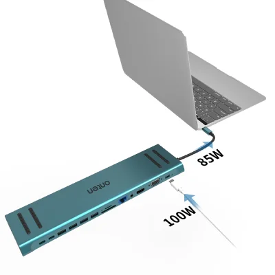 Onten 13-in-1 notebook multi-purpose dock-9199A, HDMI-compatible/Card Reader/RJ45, USB Type-C - Image 2